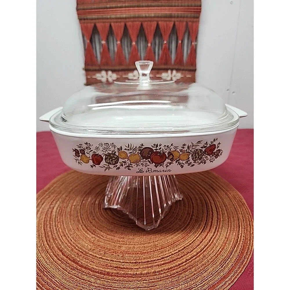 Vintage CorningWare Spice Of Life La Romarin 2.5 Quart Casserole W Lid A-10-B